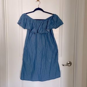Off Shoulder Chambray Denim Co. Dress